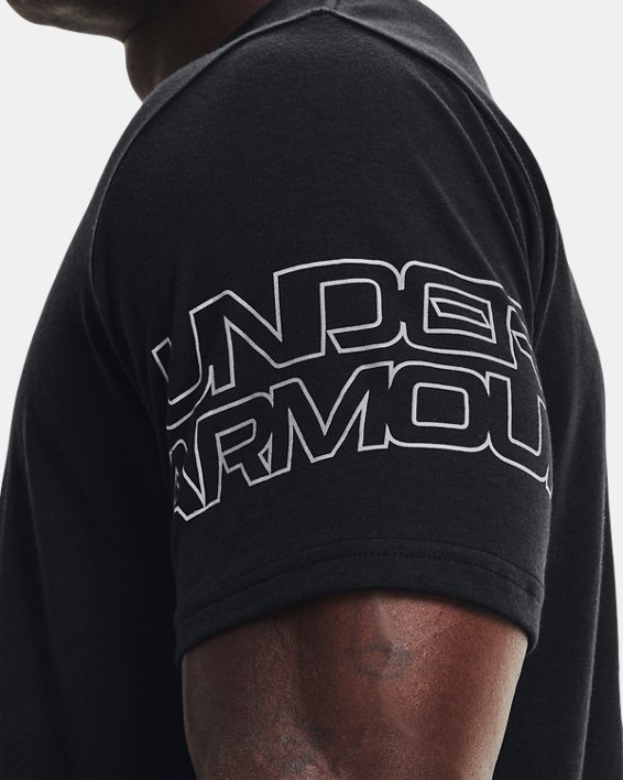 Men's UA ABC Camo Fill Big Logo Short Sleeve, Black, pdpMainDesktop image number 3